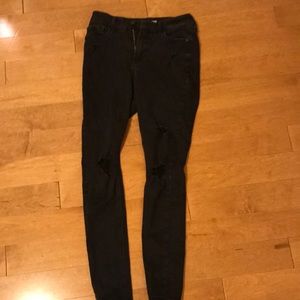 Old navy black skinny ripped jeans girls size 0